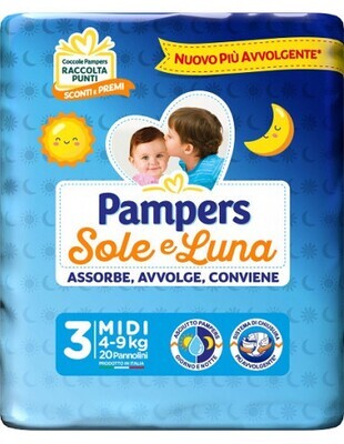 Pampers Pannolino Sole e Luna Midi 4-9 kg da 20Pz