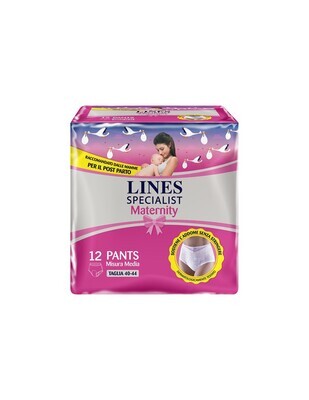 Lines Specialist Mutandine Assorbenti Post Parto Misura M 40-44 Circonferenza Fascia 70-100 cm.