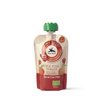 Alce Nero Puree di Frutta Mela Pera Fragola 100g