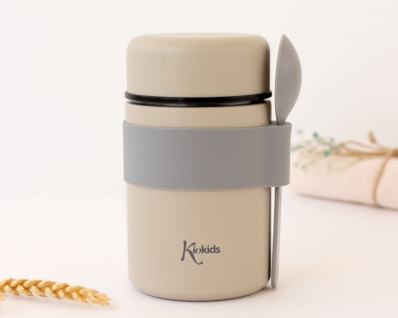 Kiokids Thermo Papilla in Acciaio Inossidabile da 500 ml con  Cucchiaino Begie