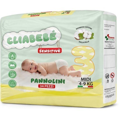 Cliabebe' Pannolino Sensitive Midi 4-9 kg da 34 pz