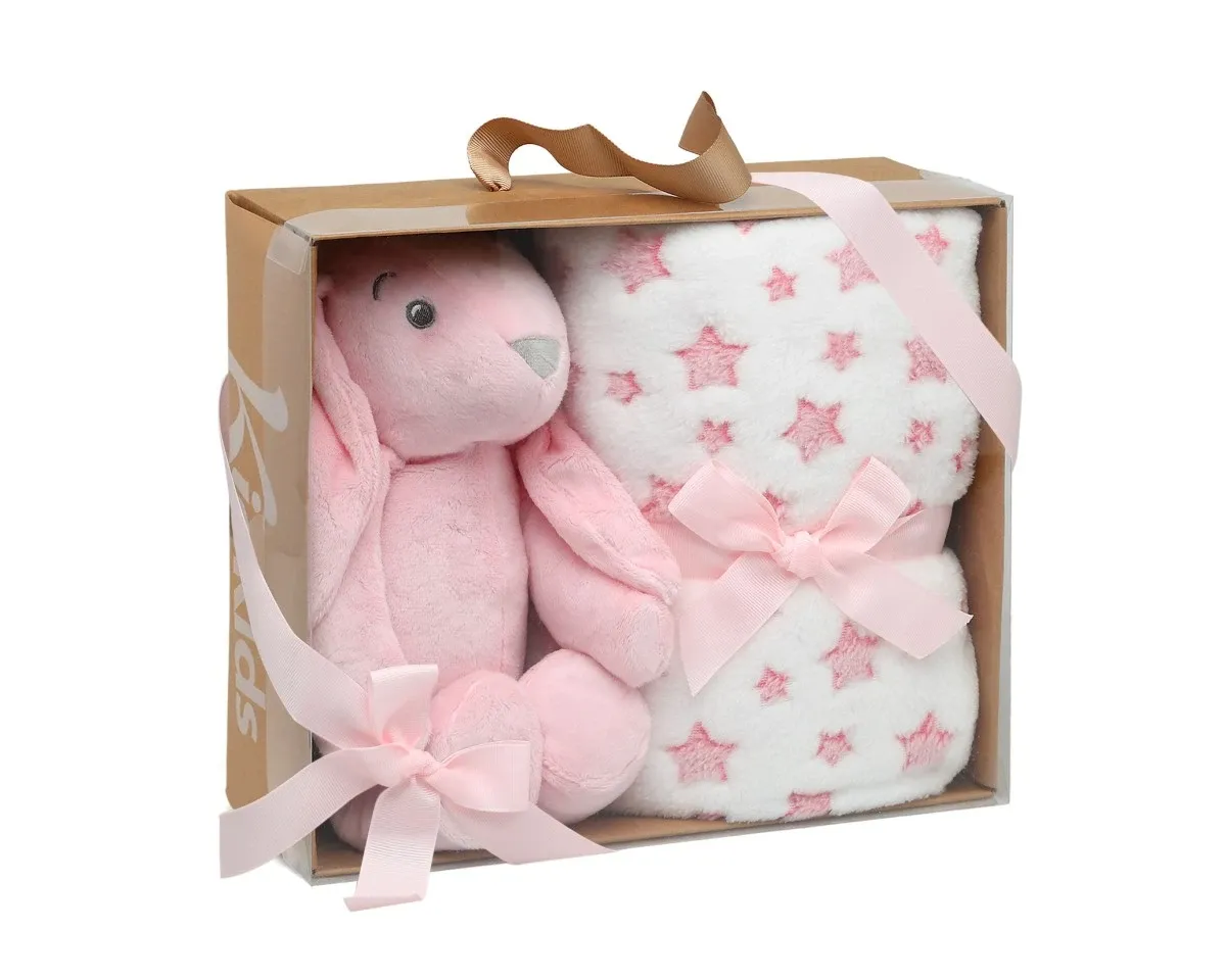 Kiokids Coniglio di Peluche Rosa con Mantina di  Stelle