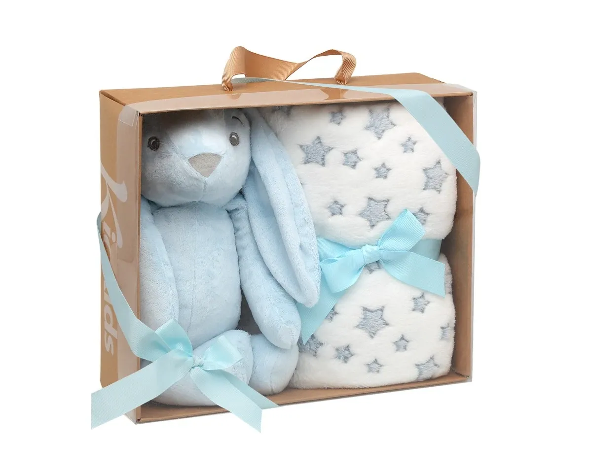 Kiokids Coniglio di Peluche Blu con Mantina di  Stelle