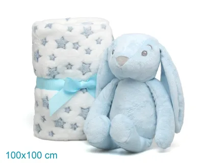 Kiokids Coniglio di Peluche Blu con Mantina di  Stelle