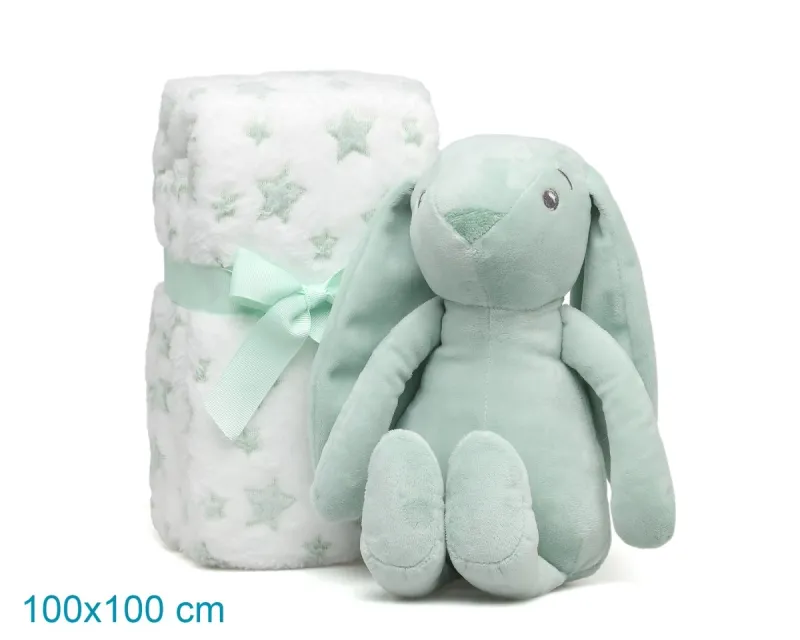 Kiokids Coniglio di Peluche Verde con Mantina di  Stelle