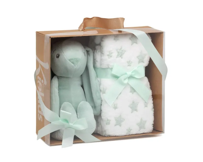 Kiokids Coniglio di Peluche Verde con Mantina di  Stelle