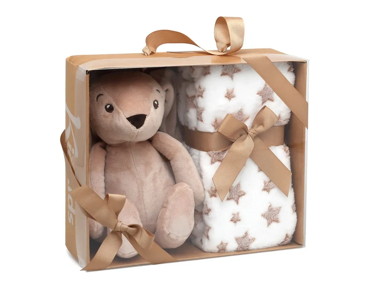 Kiokids Coniglio di Peluche Marrone con Mantina di  Stelle