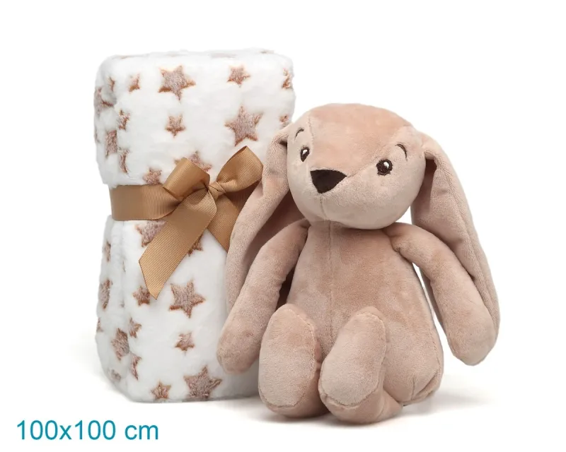 Kiokids Coniglio di Peluche Marrone con Mantina di  Stelle