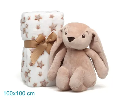 Kiokids Coniglio di Peluche Marrone con Mantina di  Stelle