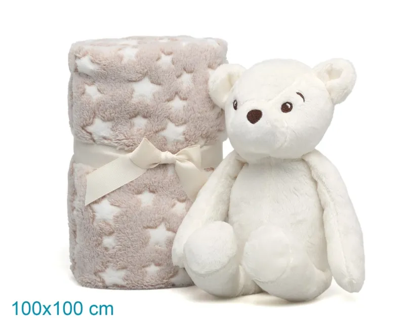 Kiokids Orso di Peluche Bianco con Mantina di  Stelle