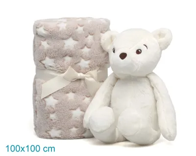 Kiokids Orso di Peluche Bianco con Mantina di  Stelle