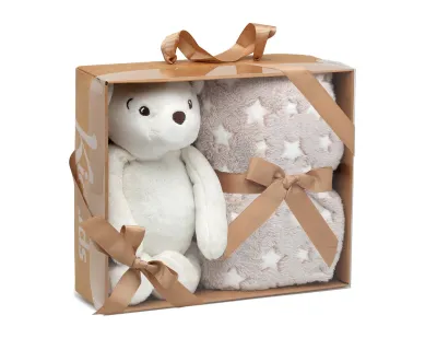 Kiokids Orso di Peluche Bianco con Mantina di  Stelle