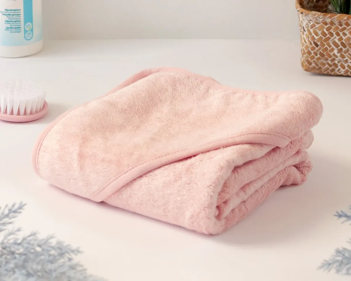 Kiokids Asciugamano bagno bambù per bebé rosa