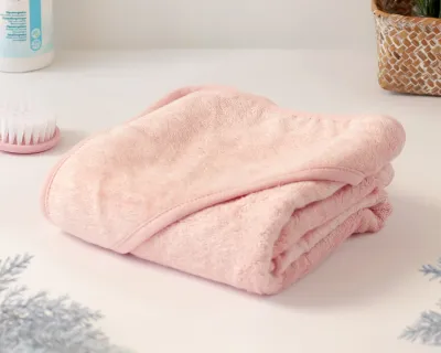 Kiokids Asciugamano bagno bambù per bebé rosa