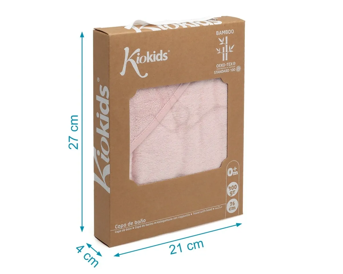 Kiokids Asciugamano bagno bambù per bebé rosa