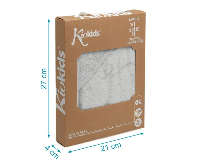 Kiokids Asciugamano Bagno Bambù per Bebé Grigio