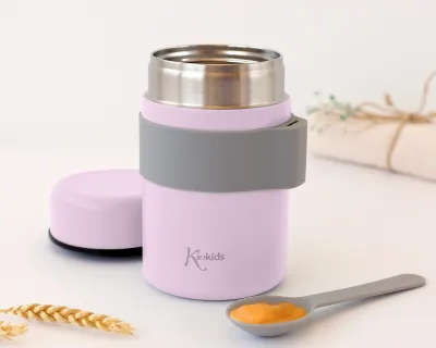 Kiokids Termos in Acciao Lavanda per Pappe da 500 ml con cucchiaio
