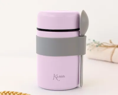 Kiokids Termos in Acciao Lavanda per Pappe da 500 ml con cucchiaio