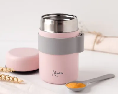 Kiokids Termos in Acciao Rosa per Pappe da 500 ml con cucchiaio