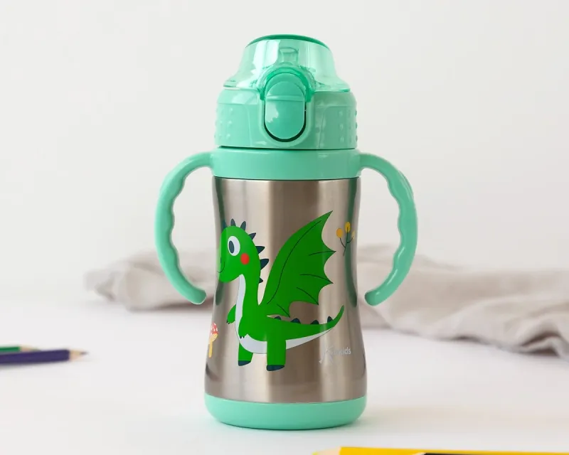 Kiokids Bottiglia Allenamento Drago Verde Salvia 280ml acciaio inox