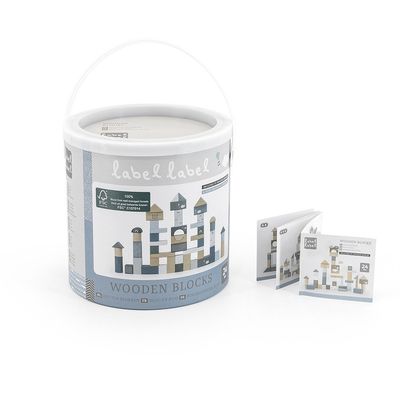 Label Label Blocchi di legno 50 pezzi - Blu