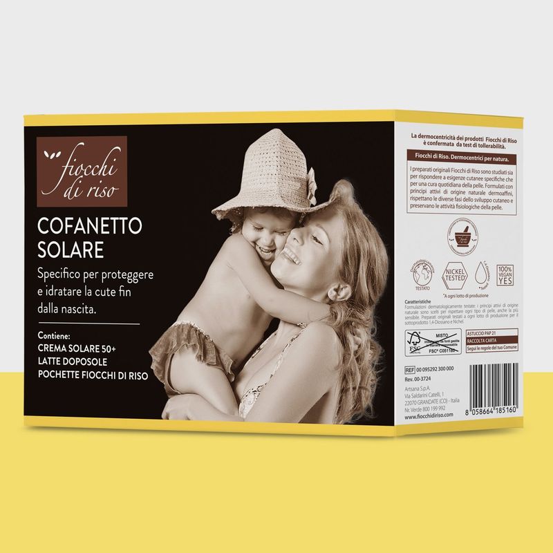 Fiocchi di Riso Cofanetto Solare  crema wsolare 50+ 100 ml latte doposole 140 ml 1 pochette