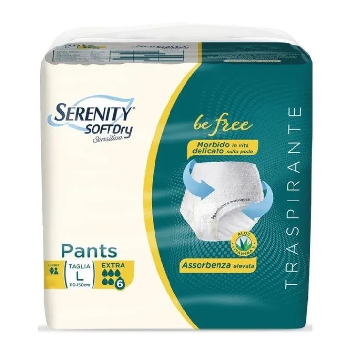 Serenity Pannolone a Mutandina Sensitive Pants tg L 110-150 cm Extra 6 Gocce da 12 pz