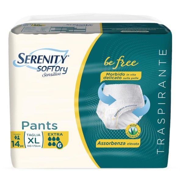 Serenity Pannolone a Mutandina Sensitive Pants tg L 130-170 cm Extra 6 Gocce da 14 pz
