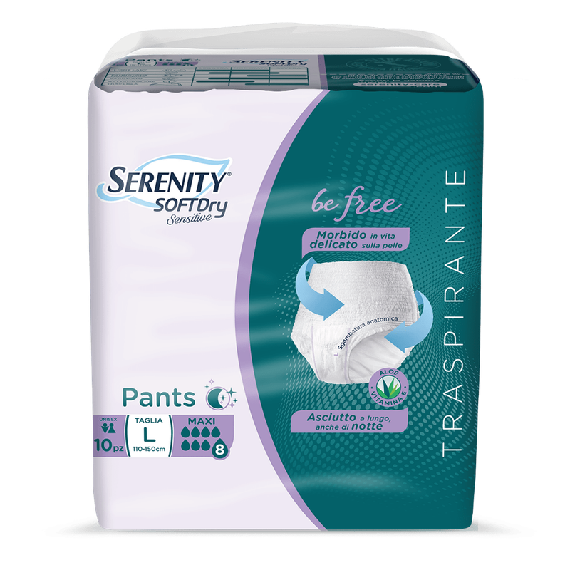 Serenity Pannolone a Mutandina Sensitive Pants tg L 110-150 cm Maxi 8 Gocce da 8 pz