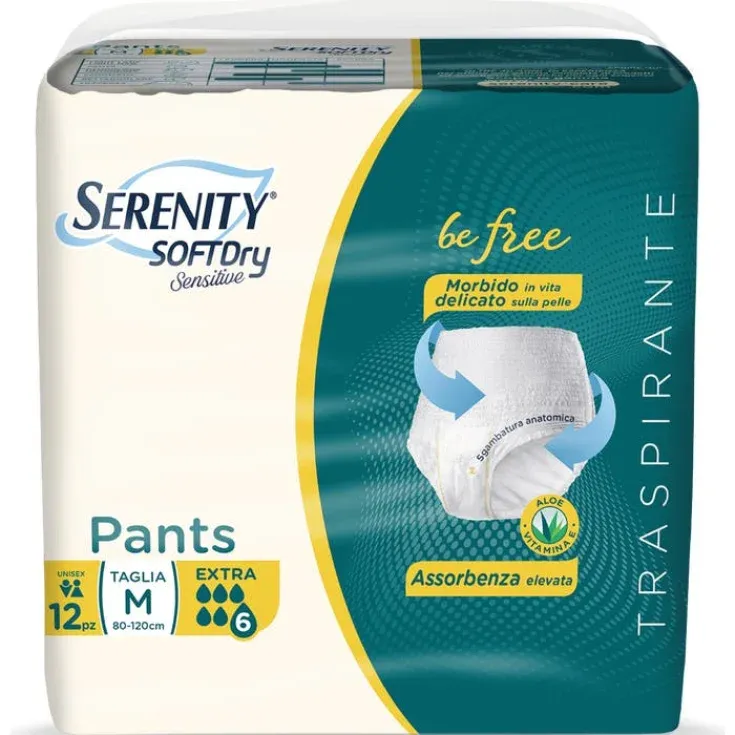 Serenity Pannolone a Mutandina Sensitive Pants tg M 80-120 cm Extra 6 Gocce da 12 pz