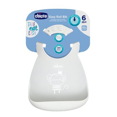 Chicco Bavaglini in Silicone Neutro con Tasca facile da rotolare