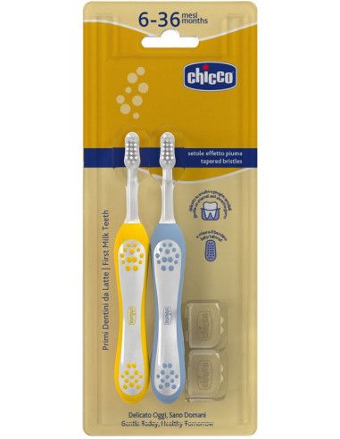 Chicco Spazzolino da Denti Doppio Azzurro e Giallo 6m+