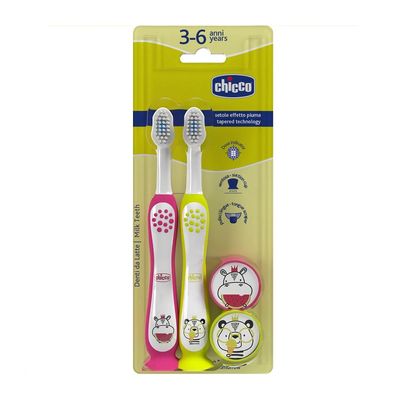 Chicco Spazzolino da Denti Doppio Rosa e Giallo 3-6 anni
