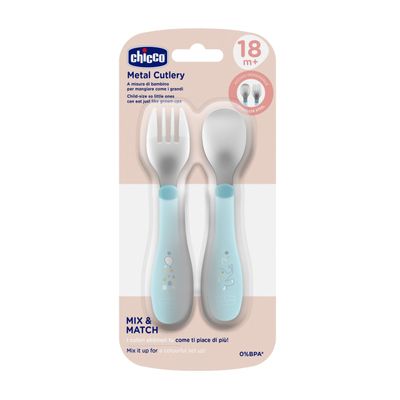 Chicco Posate in Acciaio Azzurro 18m+