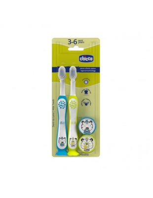 Chicco Spazzolino da Denti Doppio Azzurro e Giallo 3-6 anni