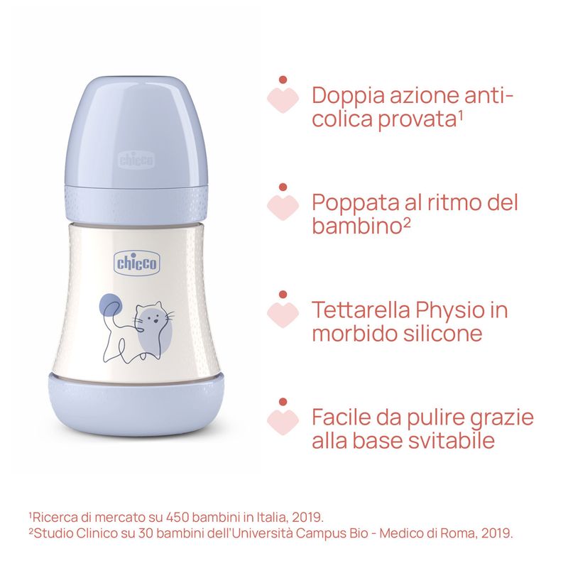 Chicco Biberon Perfect 5 Flusso Lento 0m+ 150 ml Celeste