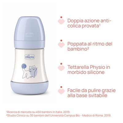Chicco Biberon Perfect 5 Flusso Lento 0m+ 150 ml Celeste