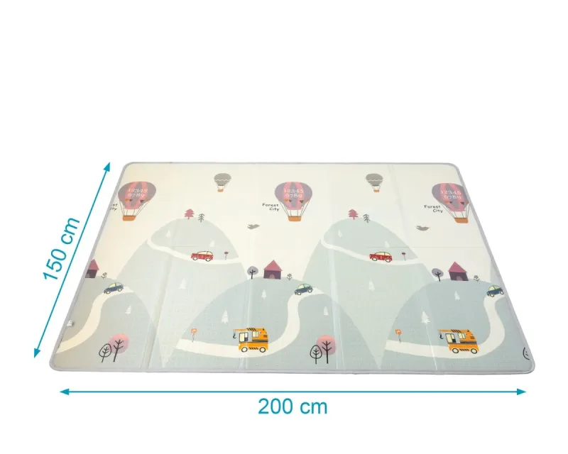 Kiokids Tappeto Montagne Pieghevole e Reversibile  150 x 200 cm 2 lati diversi, 2 disegni diversi