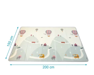 Kiokids Tappeto Montagne Pieghevole e Reversibile  150 x 200 cm 2 lati diversi, 2 disegni diversi