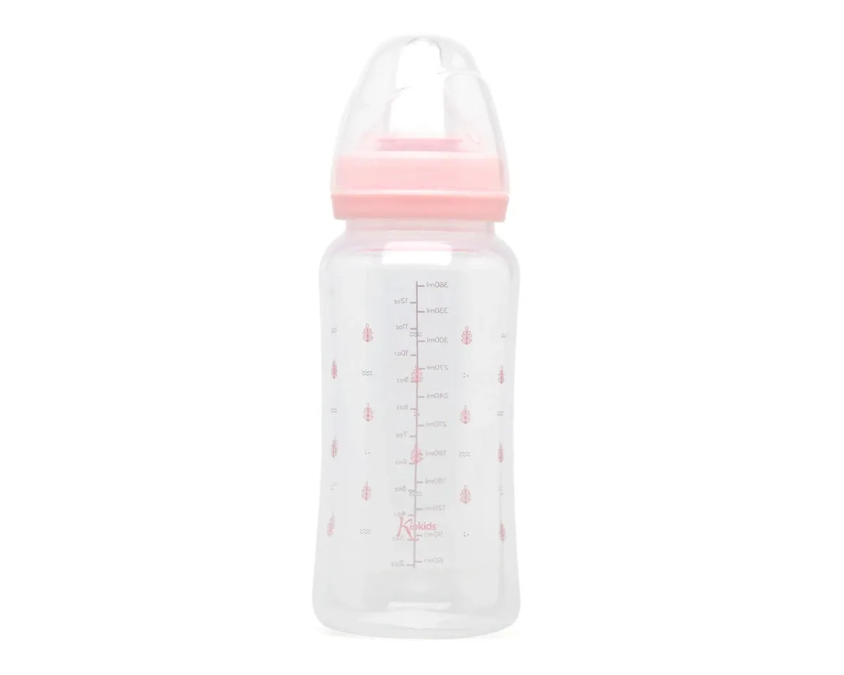 Kiokids Biberon Anticolica con Tettarella Flusso Regolabile Rosa 360 ml