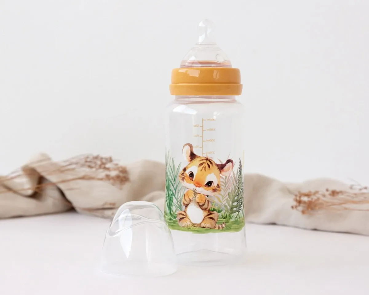 Kiokids Biberon Anticolica con Tettarella Flusso Regolabile Tigre 360 ml