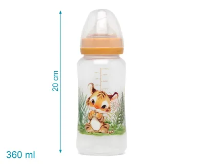 Kiokids Biberon Anticolica con Tettarella Flusso Regolabile Tigre 360 ml