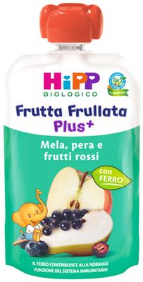 Hipp Frutta Frullata Mela Pera e Frutti di Rossi con Ferro Confezione da 90g