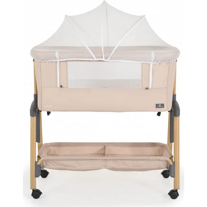 Cangaro Baby Crib Adoro Khari Culla Begie Altezza regolabile, materasso, zanzariera e ruote