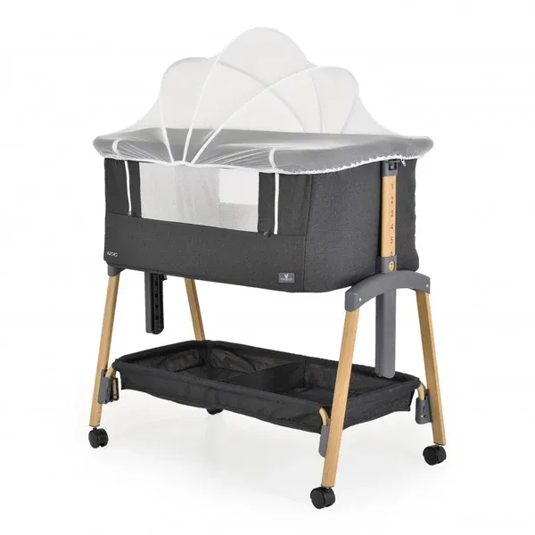 Cangaro Baby Crib Adoro Grey Culla Grigio Altezza regolabile, materasso, zanzariera e ruote