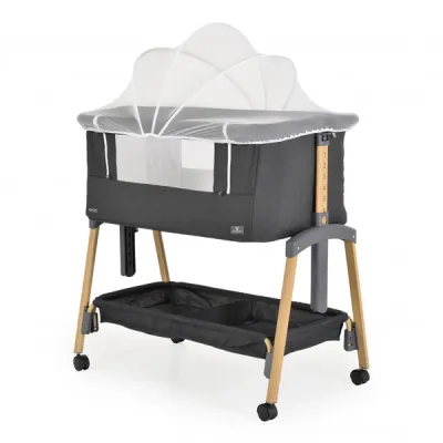Cangaro Baby Crib Adoro Grey Culla Grigio Altezza regolabile, materasso, zanzariera e ruote