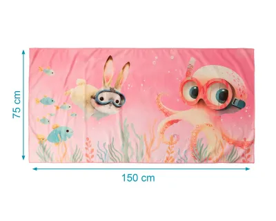 Kiokids Asciugamano 150 X 75 230gr in microfibra Rosa