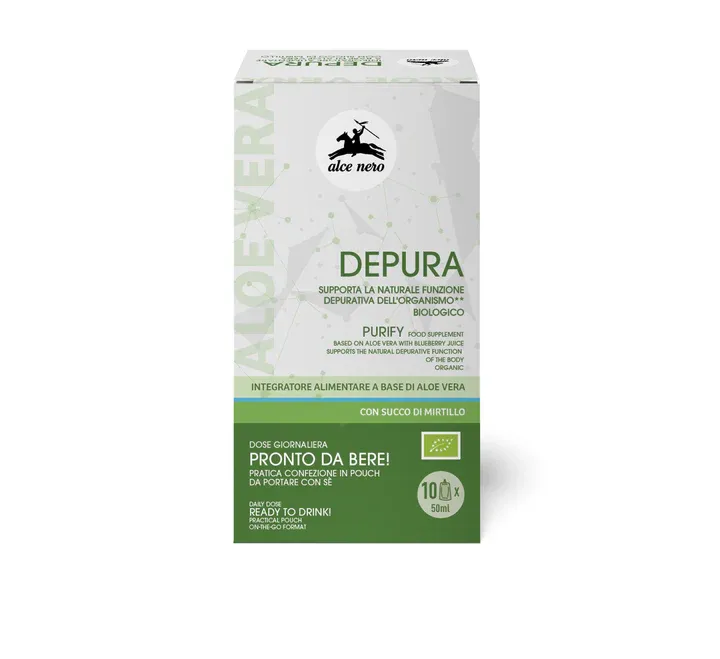 Alce Nero Depura a base di aloe vera con succo di mirtillo 500ml