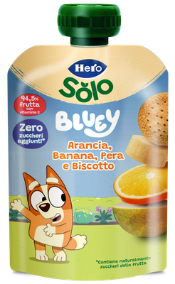 Hero Solo Bluey Arancia Banana Pera e Biscotto 100g