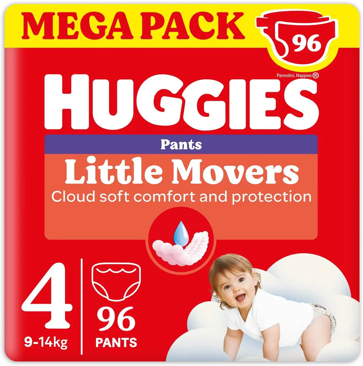Huggies Mutandina Little Movers Megapack 4 Tg 9-14 kg da 96Pz